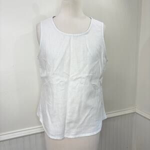 Goddess Gear Size M Tank Organic Linen Sleeveless Top White USA Minimalist
